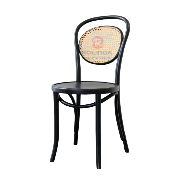 Black Bar Restaurant Hotel Living room Study rattan woven solid wood chair with back