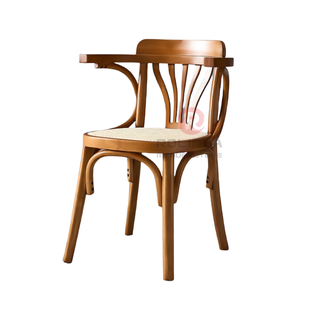 Original wood color corner chair in living room bedroom balcony rattan Solid wood armchairs