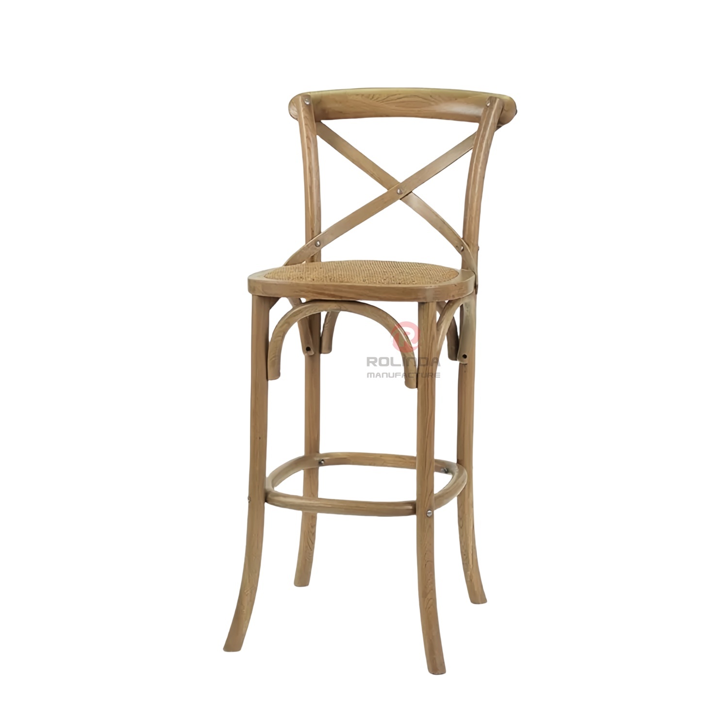 Burlywood balcony garden rattan cushion solid wood cross-backed chair