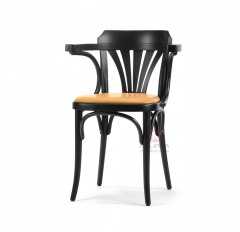 Black corner chair in living room Bedroom fan-back rattan cushion solid wood armchair