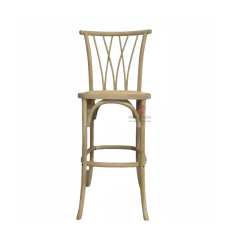 Rattan cushion multi-cross back Hotel restaurant high bar chair Solid wood frame chair Willow Barstool