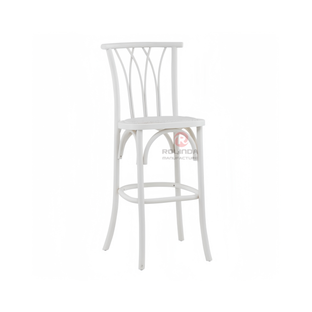 White multi-cross back Hotel Cafe Bar Rattan cushion Wooden chair willow chair