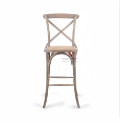 Natural balcony garden Kitchen rattan woven solid wood cross-backed chairs