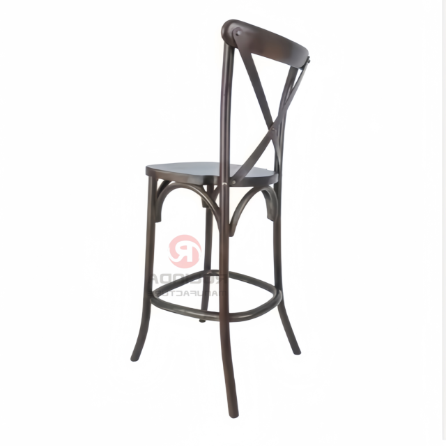 Black bar party Balcony Garden kitchen High solid wood cross-backed chairs