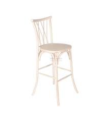 White multi-cross back Hotel Cafe Bar Rattan cushion Wooden chair willow chair