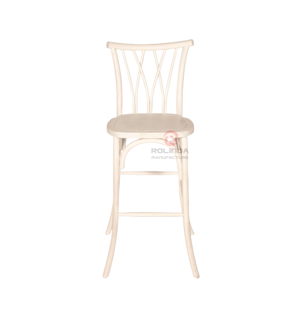 White multi-cross back Hotel Cafe Bar Rattan cushion Wooden chair willow chair