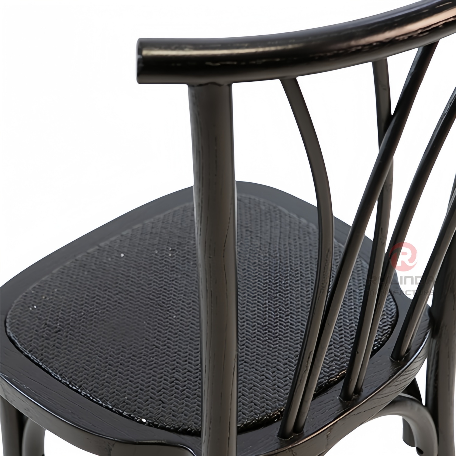 Black multi-fork back bar Living Room Dining Room rattan cushion solid wood chair swillow chair