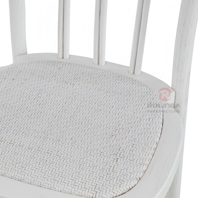 White multi-cross back Hotel Cafe Bar Rattan cushion Wooden chair willow chair