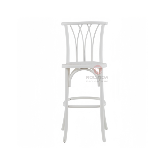 White multi-cross back Hotel Cafe Bar Rattan cushion Wooden chair willow chair