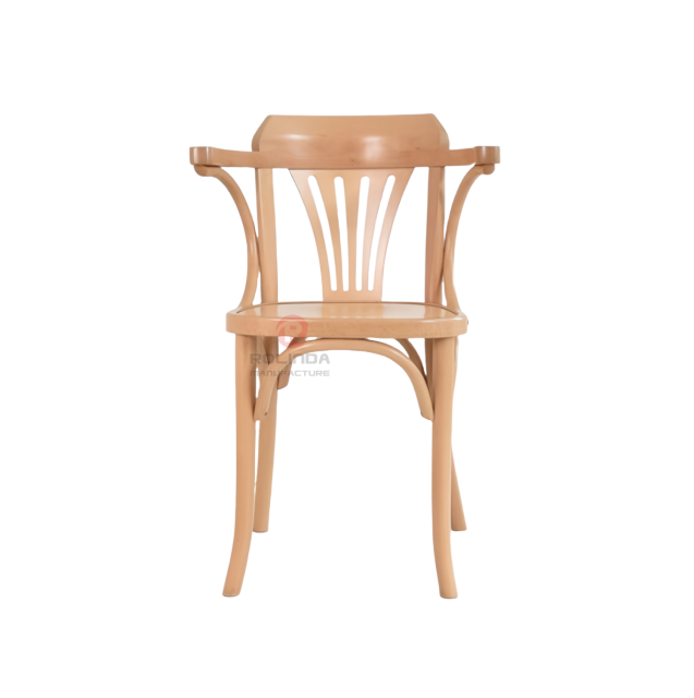 Light colored hotel Restaurant Balcony Garden fan-back rattan cushion solid wood armchairs