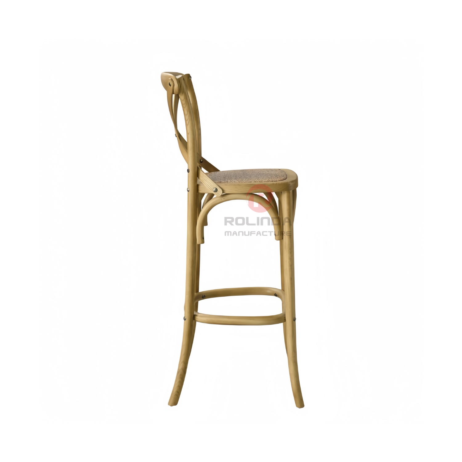 Burlywood balcony garden rattan cushion solid wood cross-backed chair