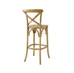 Burlywood balcony garden rattan cushion solid wood cross-backed chair