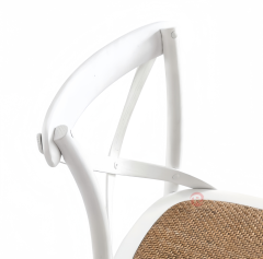 White restaurant balcony garden rattan woven solid wood cross-backed chairs