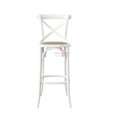White restaurant balcony garden rattan woven solid wood cross-backed chairs
