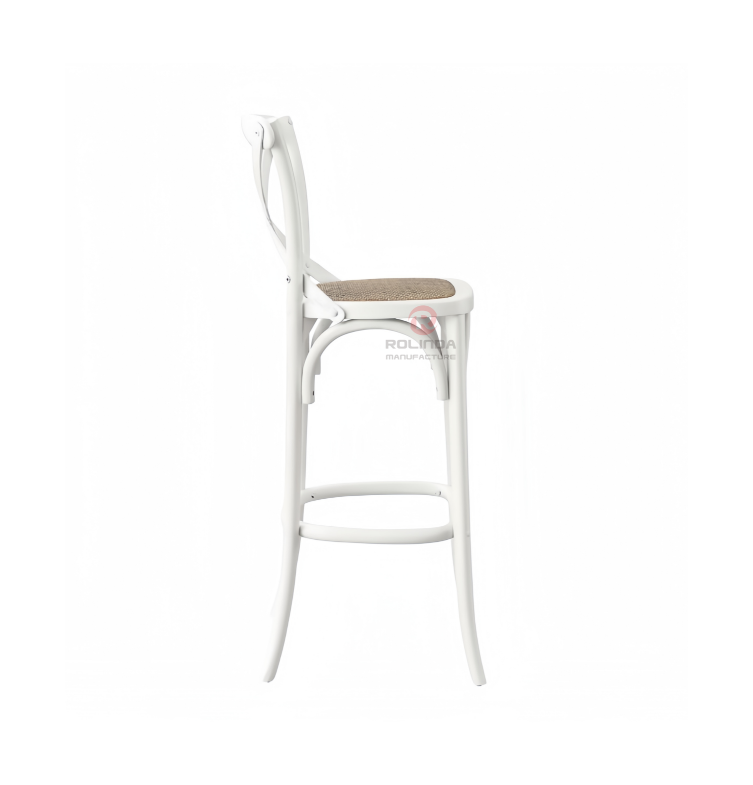 White restaurant balcony garden rattan woven solid wood cross-backed chairs