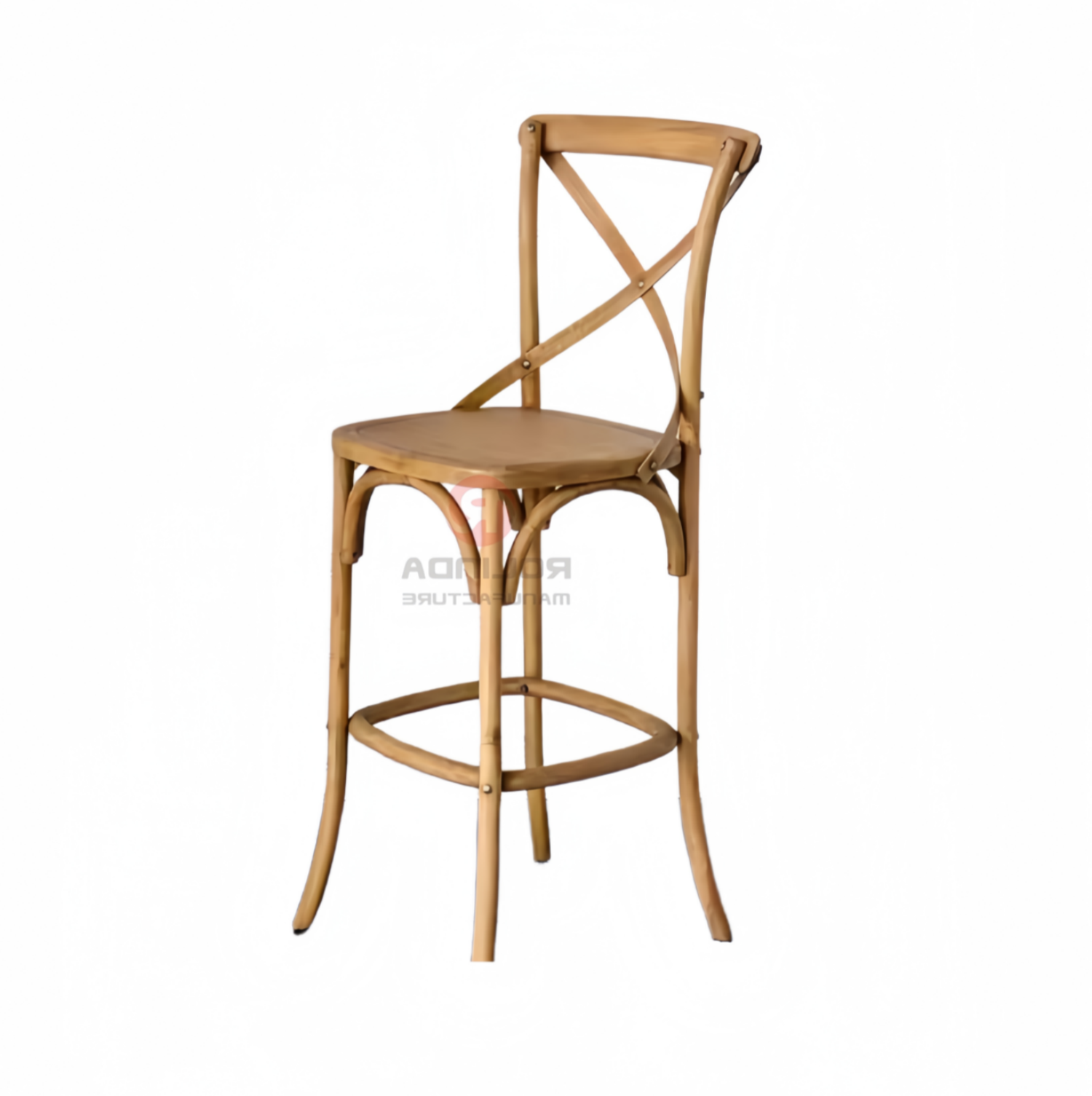 Wood color cross chair Bar living room dining room rattan cushion solid wooden chair