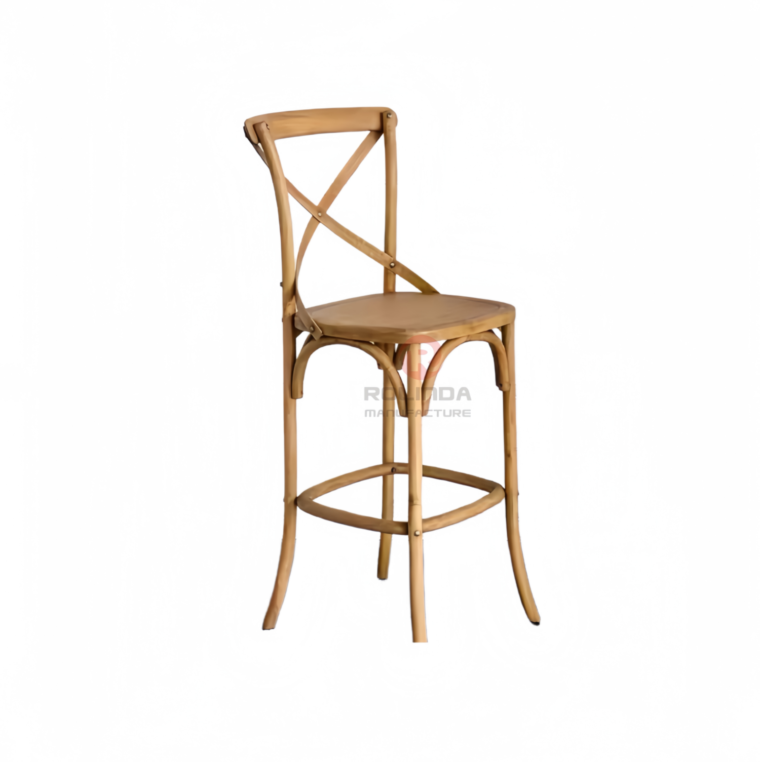 Wood color cross chair Bar living room dining room rattan cushion solid wooden chair
