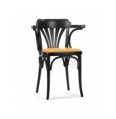 Black corner chair in living room Bedroom fan-back rattan cushion solid wood armchair