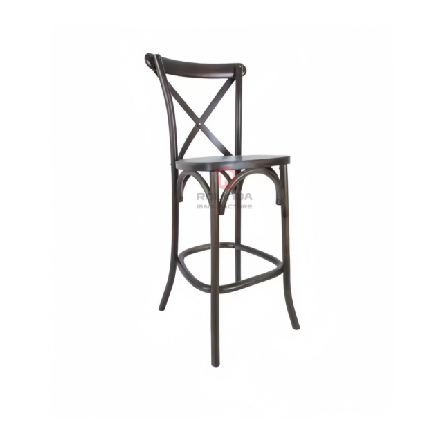 Black bar party Balcony Garden kitchen High solid wood cross-backed chairs