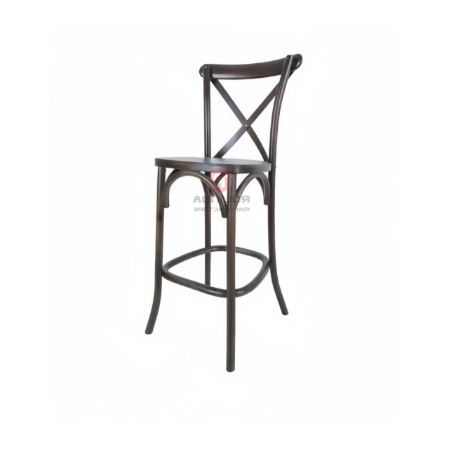 Black bar party Balcony Garden kitchen High solid wood cross-backed chairs