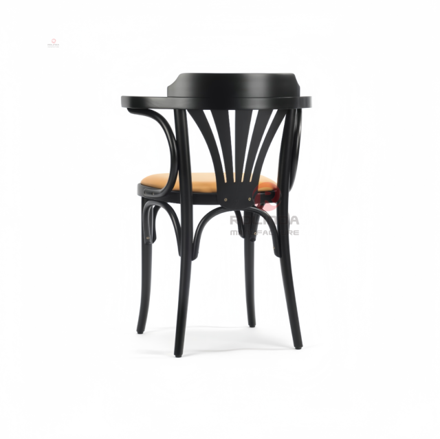 Black corner chair in living room Bedroom fan-back rattan cushion solid wood armchair