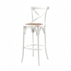 White restaurant balcony garden rattan woven solid wood cross-backed chairs
