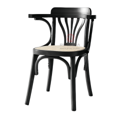 Black corner chair in living room Bedroom fan-back rattan cushion solid wood armchair