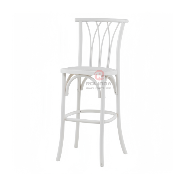White multi-cross back Hotel Cafe Bar Rattan cushion Wooden chair willow chair
