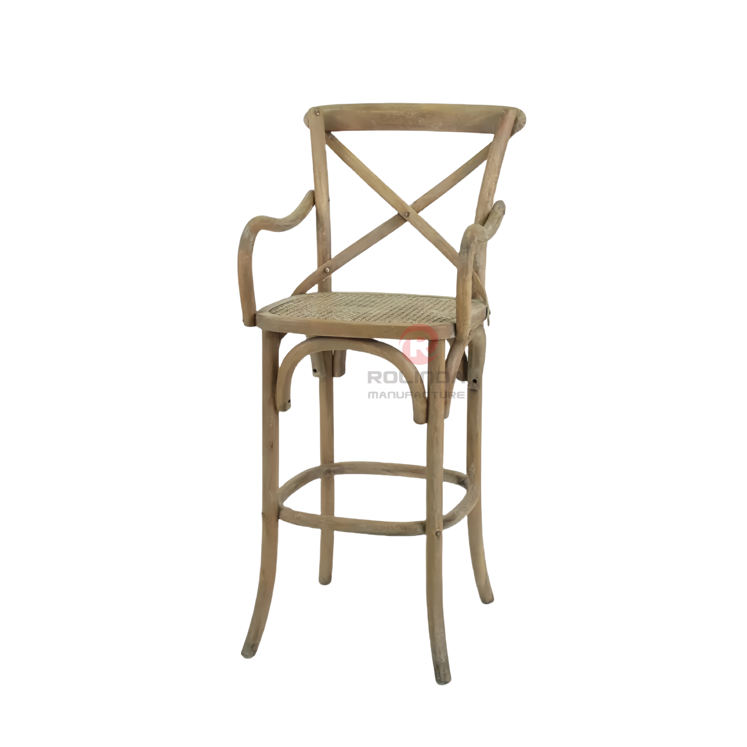 Dark living room Hotel rattan cushion solid wood cross back armchair