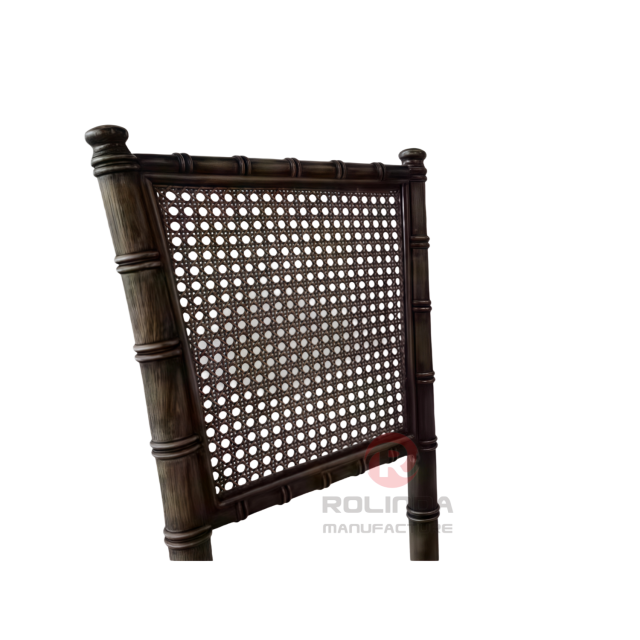 Black wedding banquet party rectangular grid backrest solid wood chair