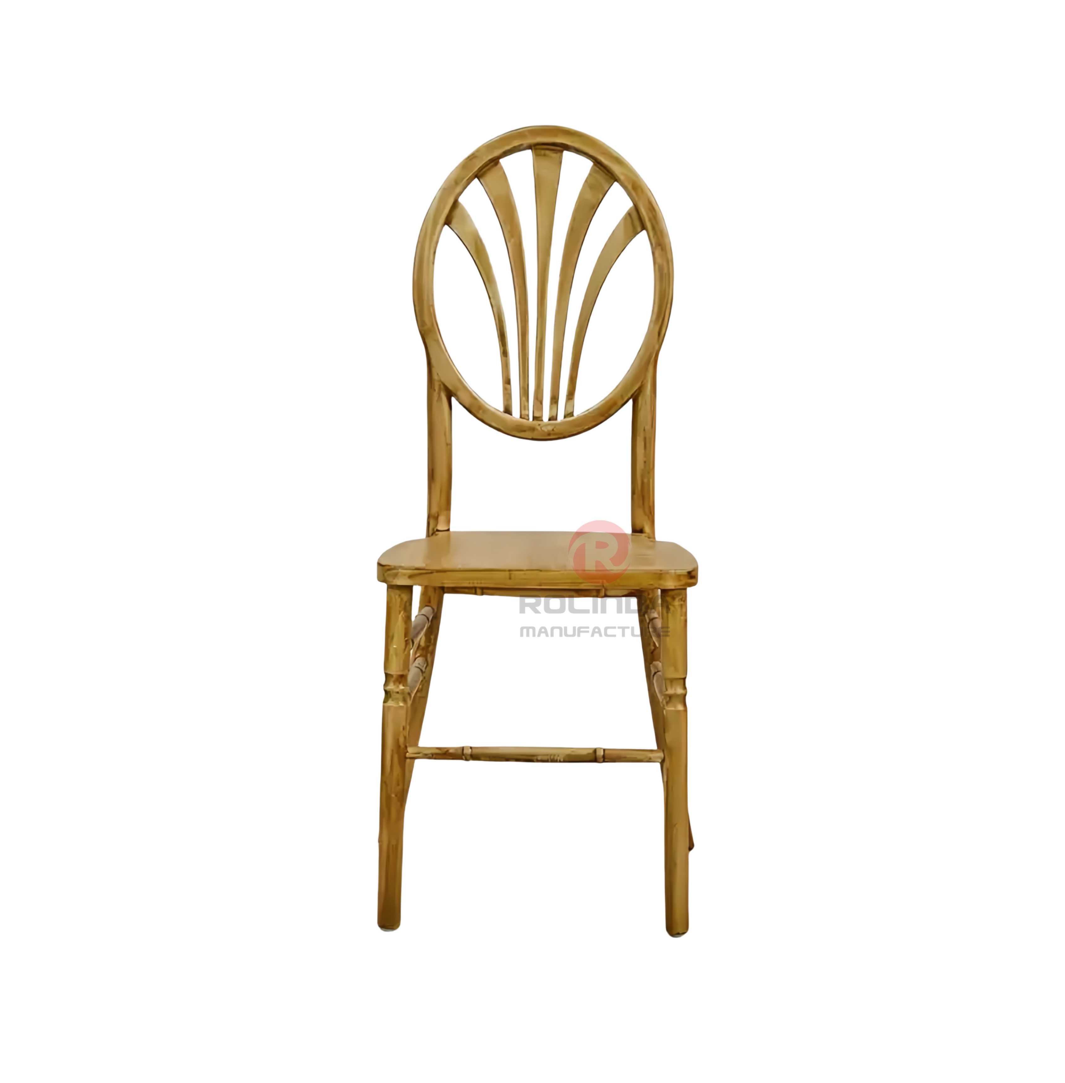 Original wood-colored wedding banquet round fan-shaped patterned backrest Phoenix chair