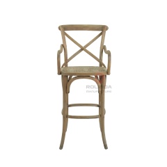 Dark living room Hotel rattan cushion solid wood cross back armchair