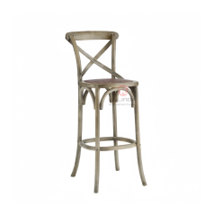 Multi-color wedding hotel stackable high bar chairs Rattan upholstered solid wood cross-backed chairs