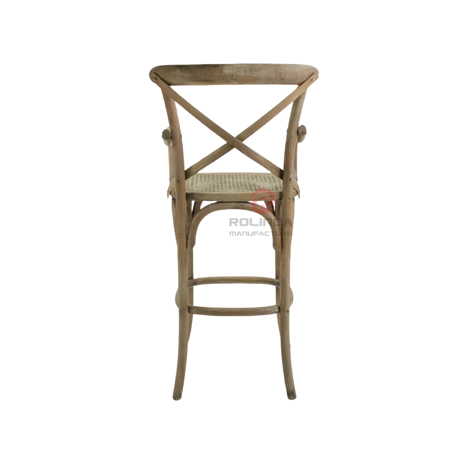 Dark living room Hotel rattan cushion solid wood cross back armchair