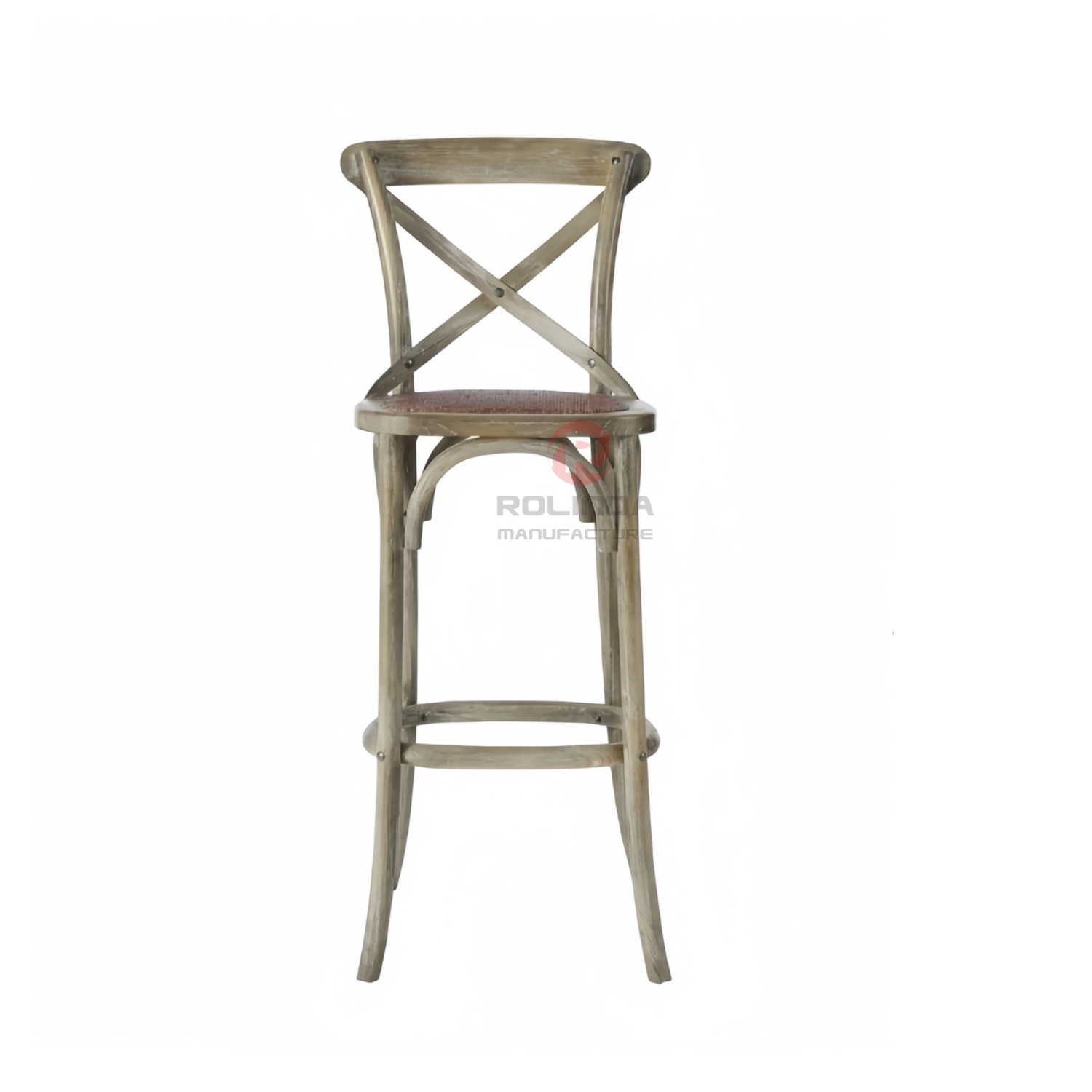 Multi-color wedding hotel stackable high bar chairs Rattan upholstered solid wood cross-backed chairs