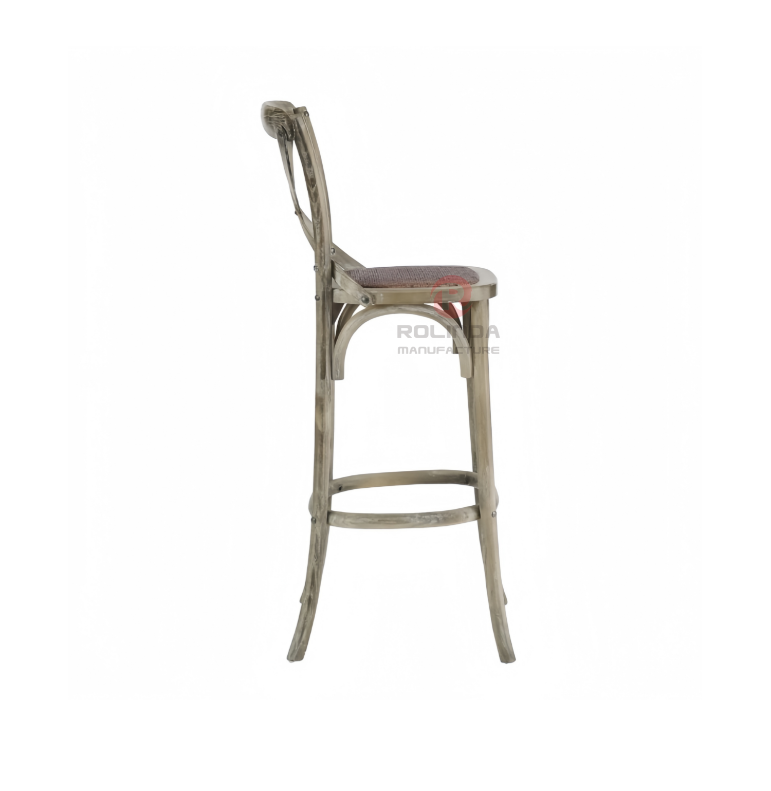 Multi-color wedding hotel stackable high bar chairs Rattan upholstered solid wood cross-backed chairs
