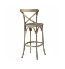 Multi-color wedding hotel stackable high bar chairs Rattan upholstered solid wood cross-backed chairs