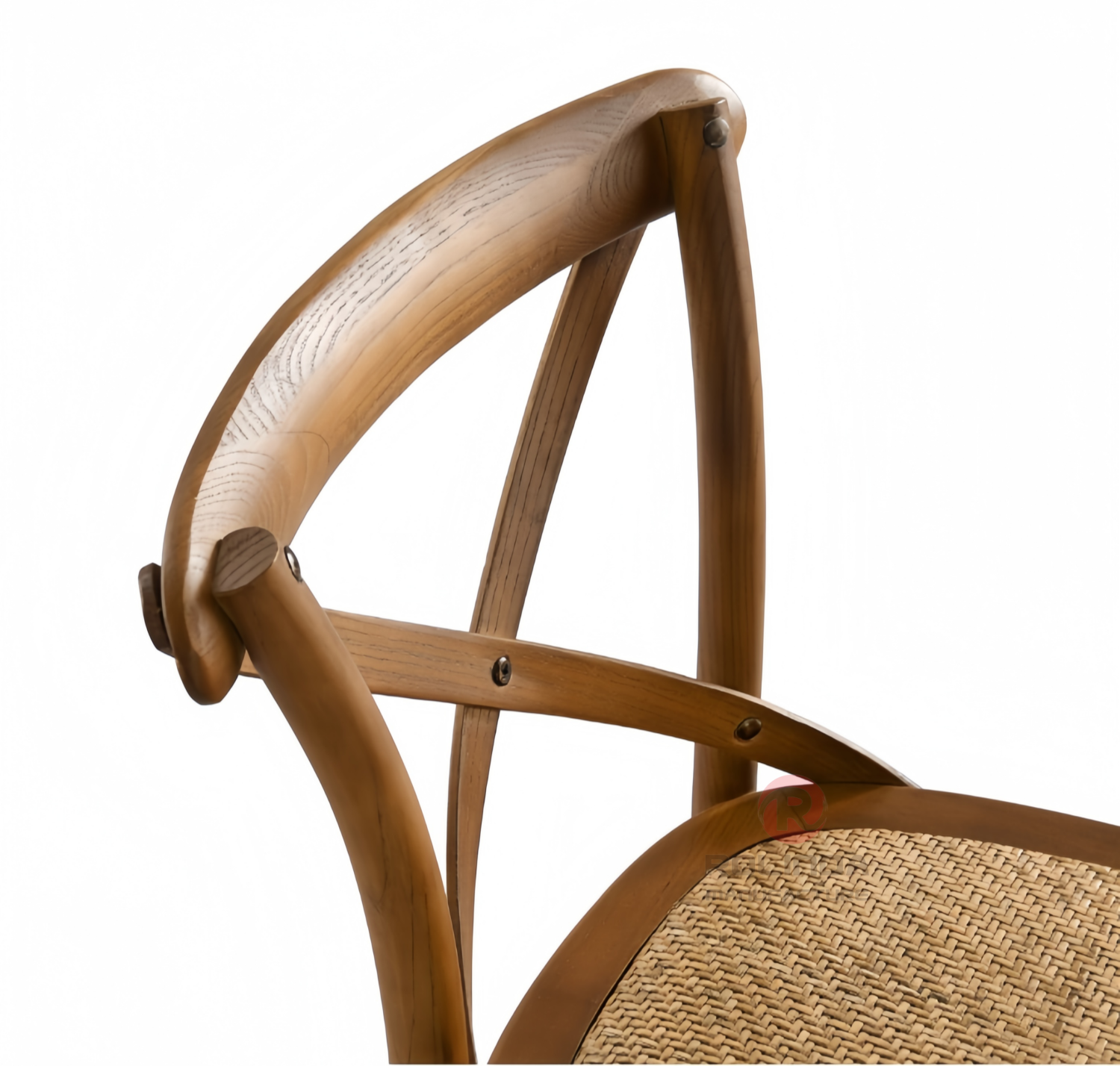 Dark stackable Hotel Cafe High Bar chairs Rattan upholstered solid wood cross-backed chairs