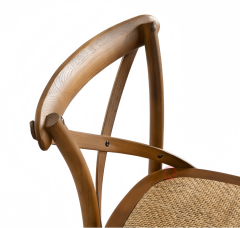 Dark stackable Hotel Cafe High Bar chairs Rattan upholstered solid wood cross-backed chairs