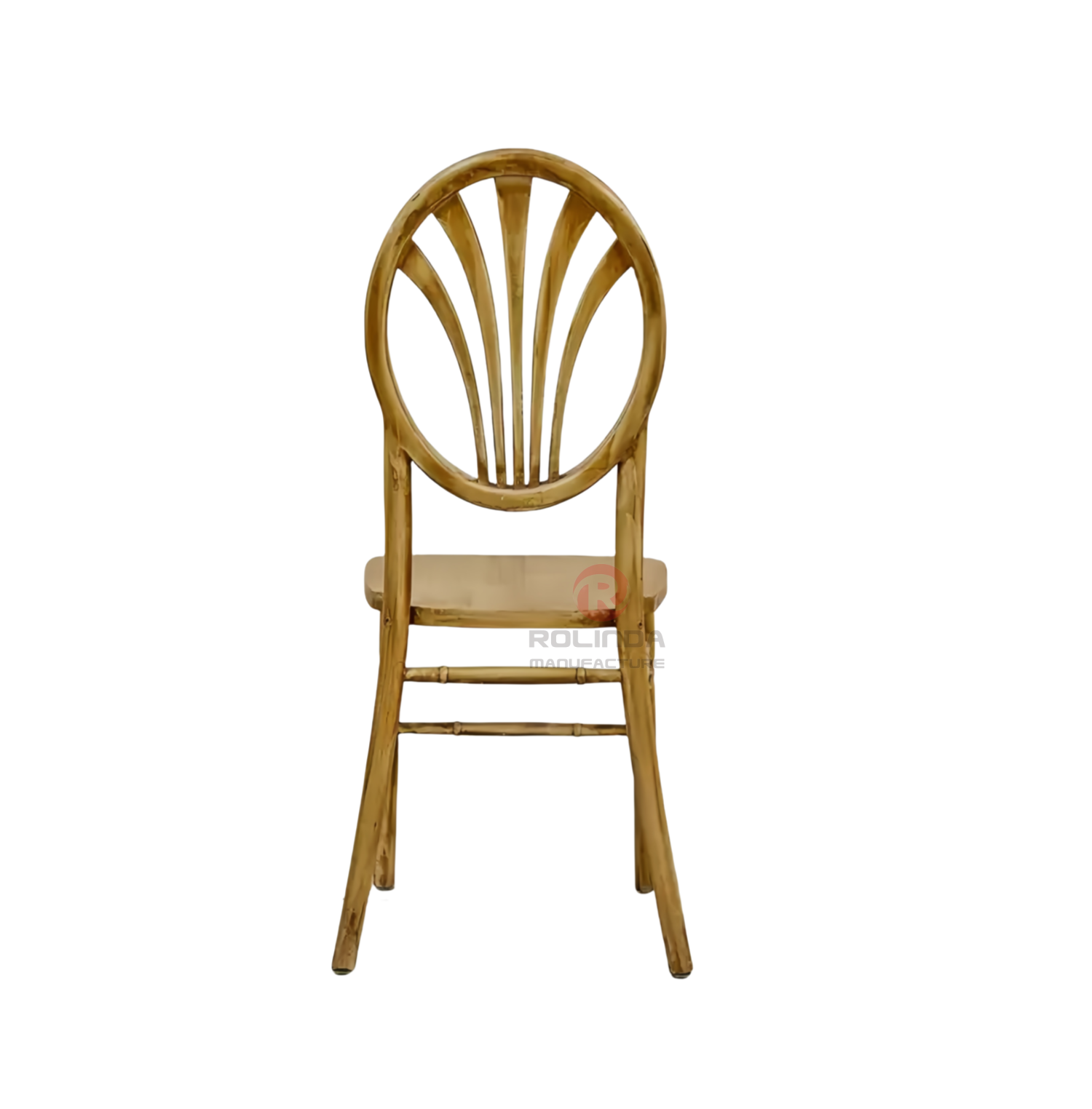 Original wood-colored wedding banquet round fan-shaped patterned backrest Phoenix chair