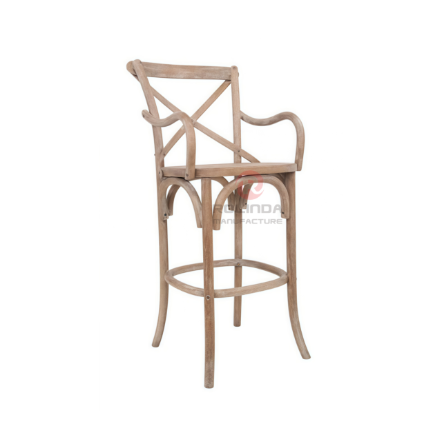 Washed white wedding balcony rattan cushion cross-backed armchair