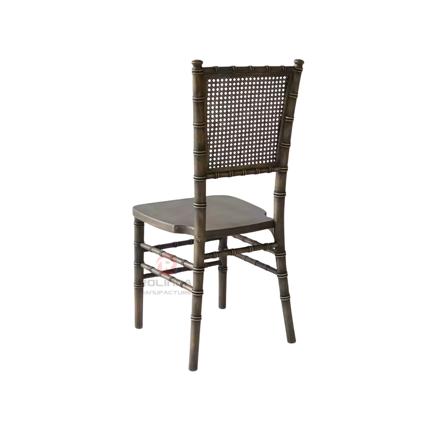 Black wedding banquet party rectangular grid backrest solid wood chair