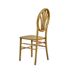 Original wood-colored wedding banquet round fan-shaped patterned backrest Phoenix chair