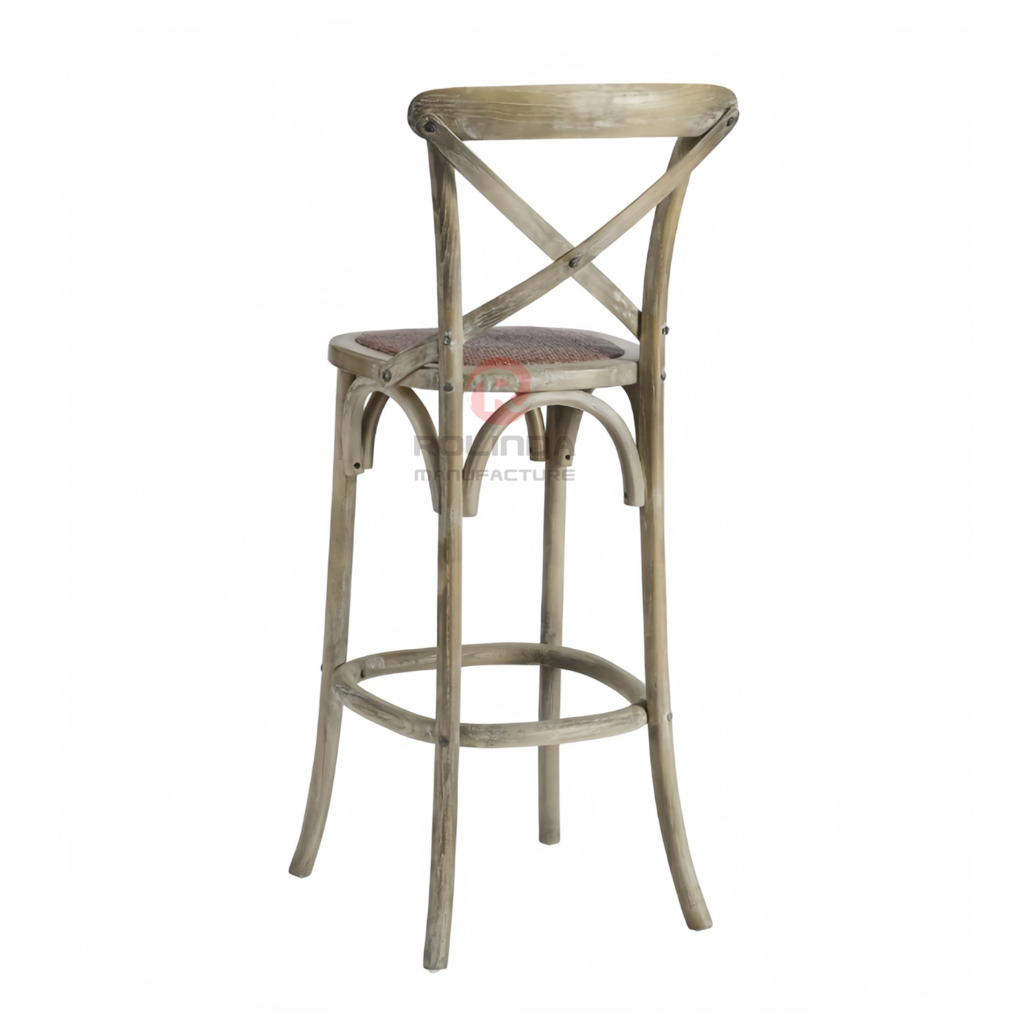 Multi-color wedding hotel stackable high bar chairs Rattan upholstered solid wood cross-backed chairs