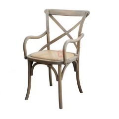Dark living room Hotel rattan cushion solid wood cross back armchair