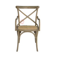 Dark living room Hotel rattan cushion solid wood cross back armchair
