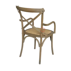 Dark living room Hotel rattan cushion solid wood cross back armchair