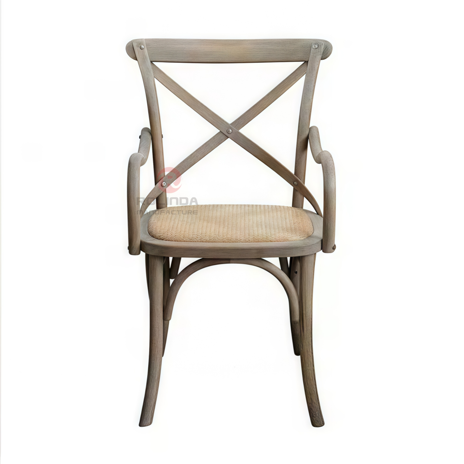 Dark living room Hotel rattan cushion solid wood cross back armchair