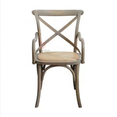 Dark living room Hotel rattan cushion solid wood cross back armchair