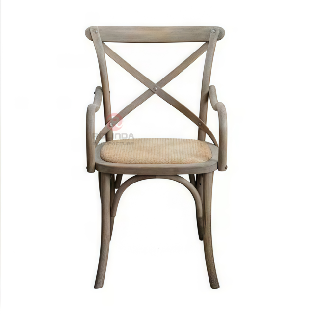 Dark living room Hotel rattan cushion solid wood cross back armchair